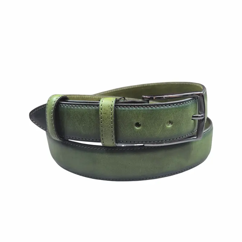 Curea piele barbati, cozacone, culoare verde, model czc001